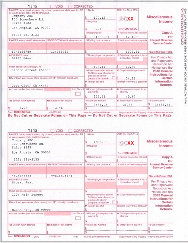 Irs 1099 Misc Template