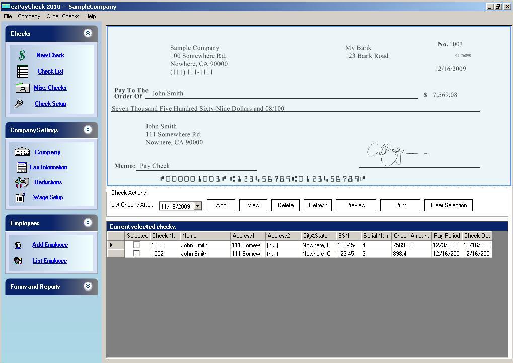 Screenshot for ezPaycheck Payroll Software 3.2.0