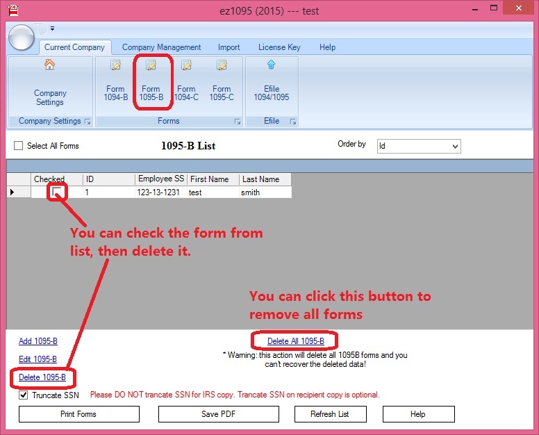 ez1095 remove 1095 B Form