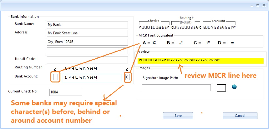 edit bank information