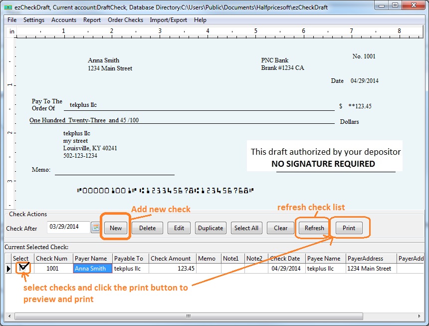 ezCheckDraft Printing Software 2.0.3