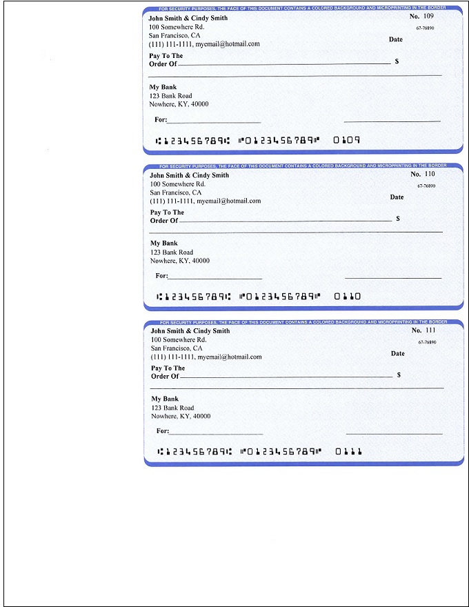 Microsoft Word Personal Check Printing Template