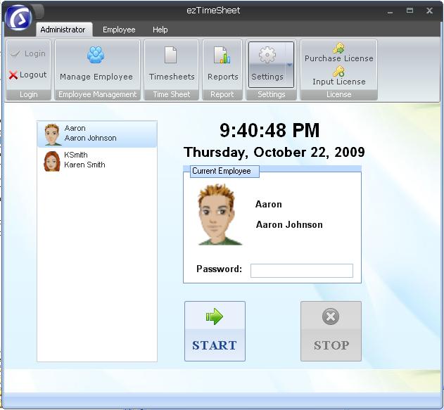 Click to view ezTimeSheet Employee Time Tracker 2.0.2 screenshot