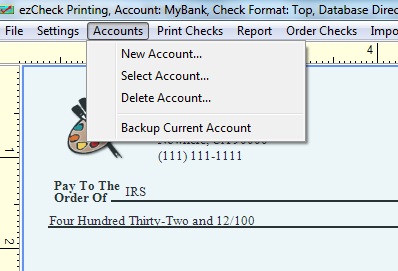 Check Printing software account management
