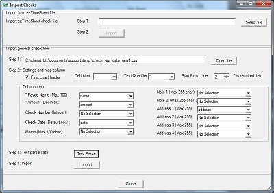 Check Printing software import checks