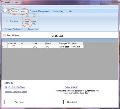 Corrected Form W-2c & W-3c Printing Software