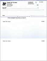 QuickBooks blank check printed by ezCheckPrinting cheque writer