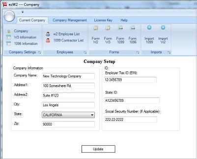 ezW2: filing 1099 company setup