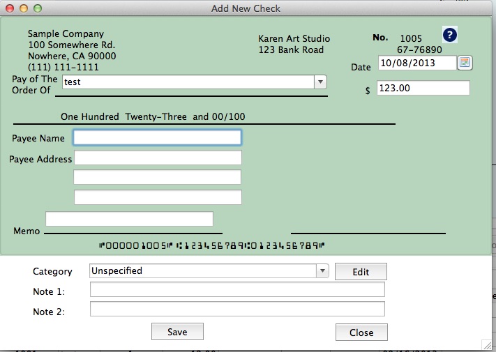 write check on Mac