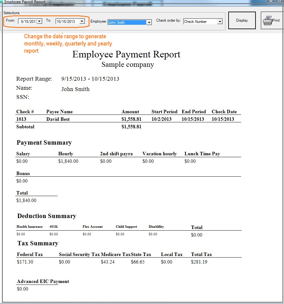 employee payroll report