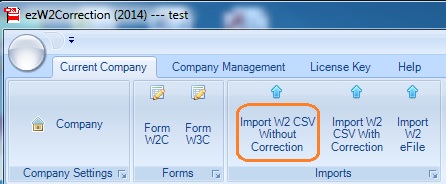 import W2 data menu