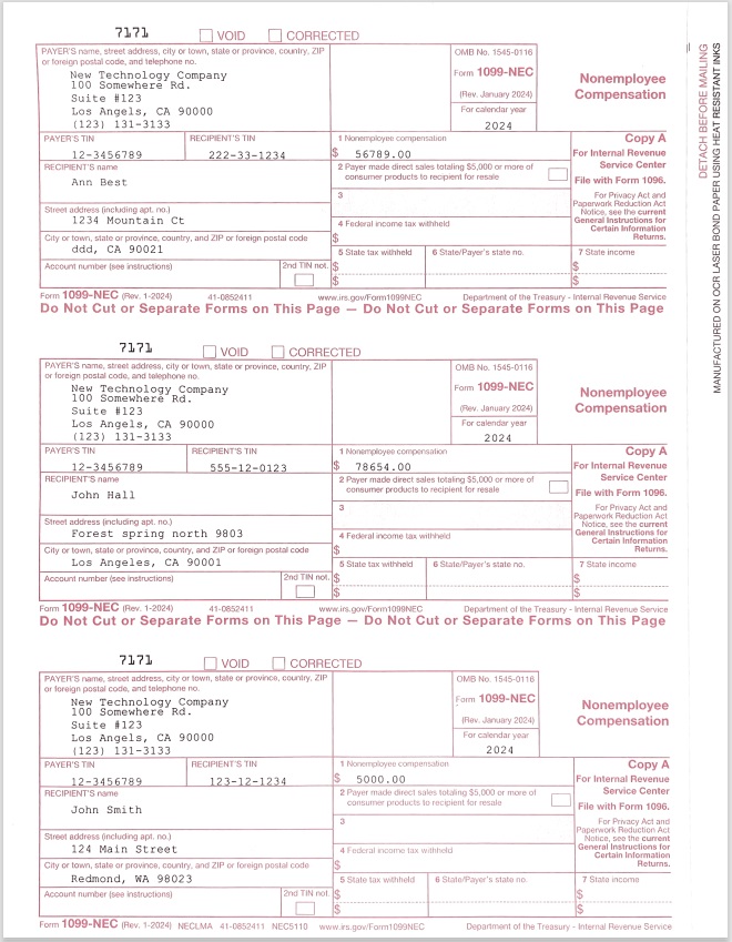 1099-NEC copy A for IRS