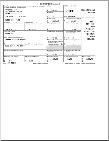 Sample 1099 Misc Forms Printed Ezw2 Software