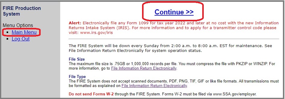 IRS fire system log on