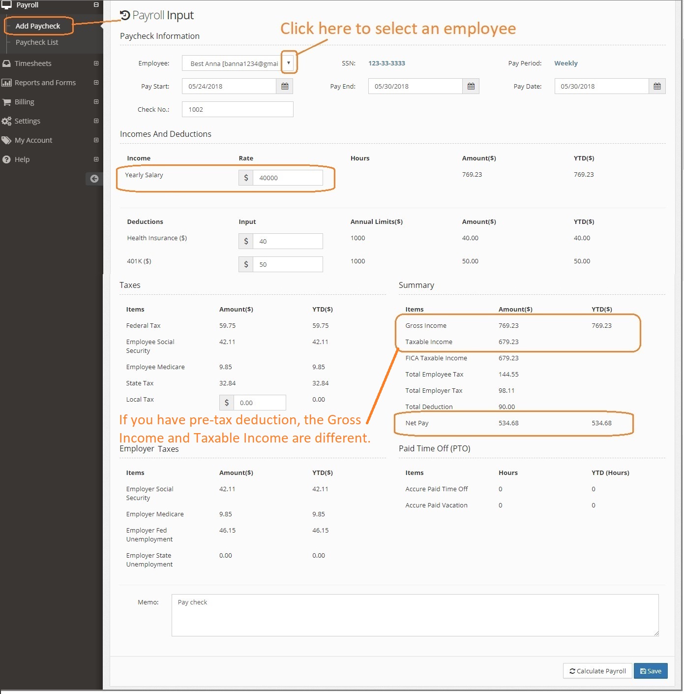 add paycheck by salary