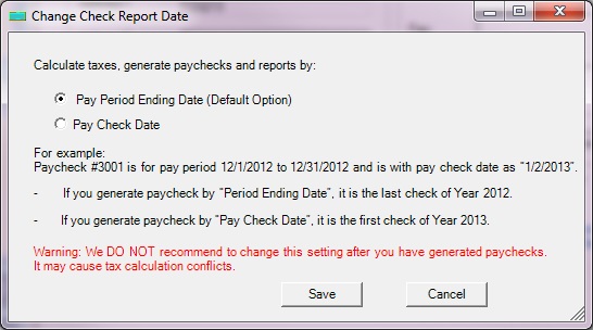 change payroll report option