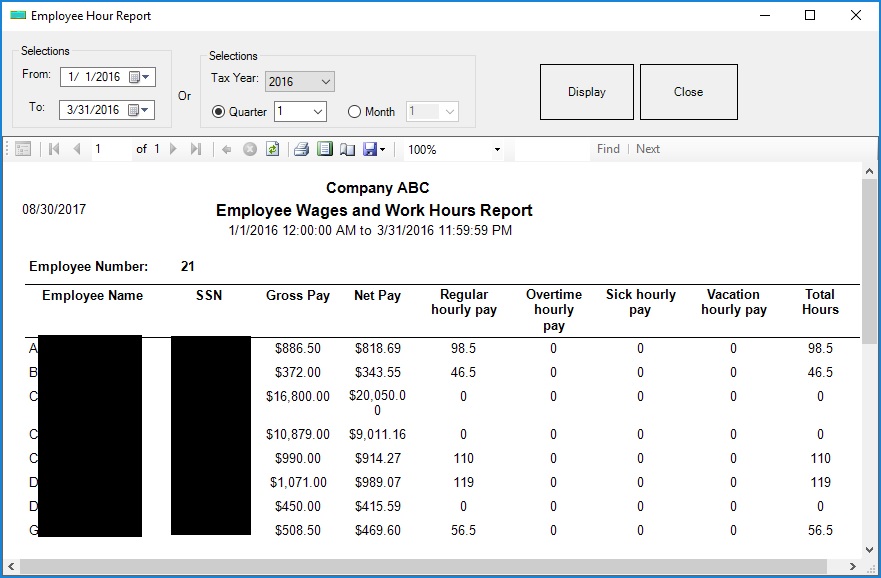 employee wage and hours report