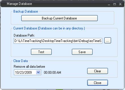 Time Tracker Database Setting
