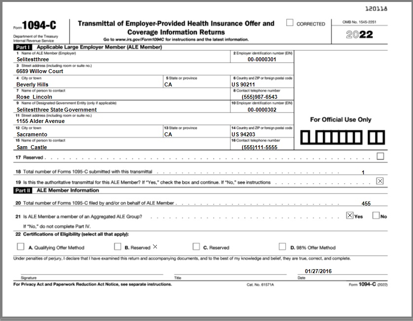 Year 2022 1094 C form