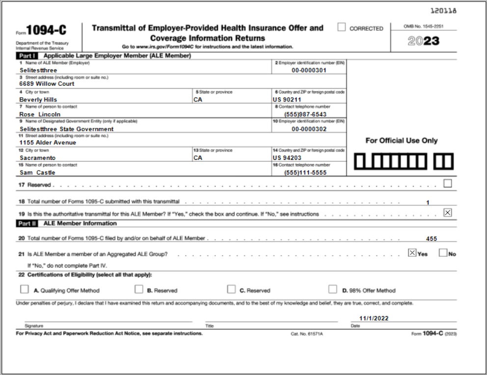 Year 2023 1094 C form