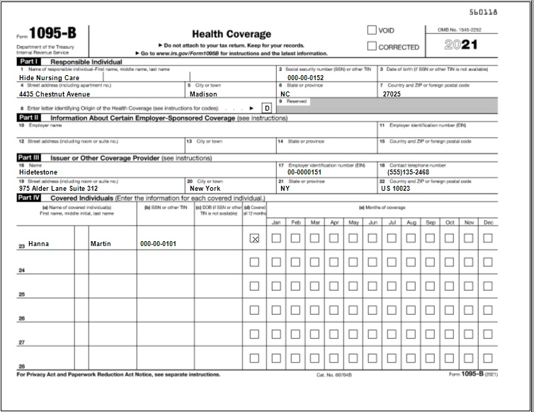 Year 2021 1095 B form