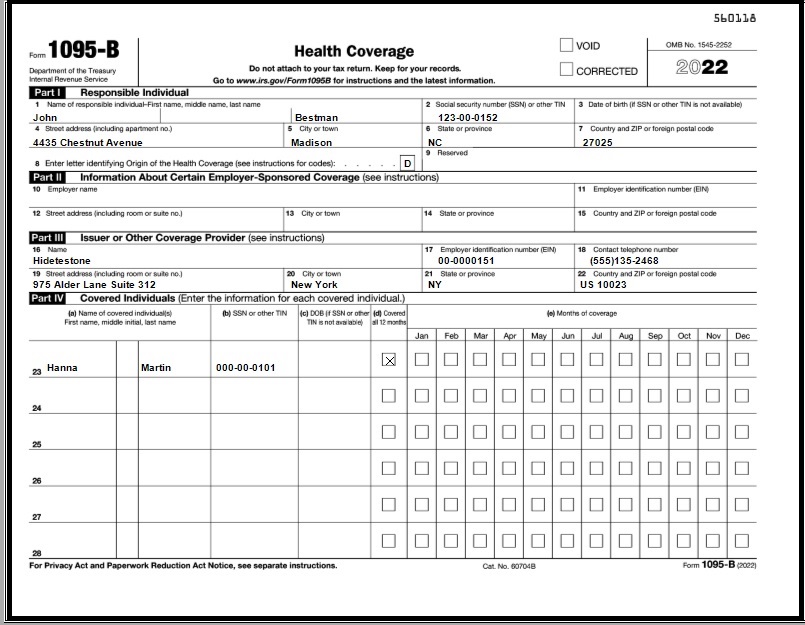 Year 2022 1095 B form