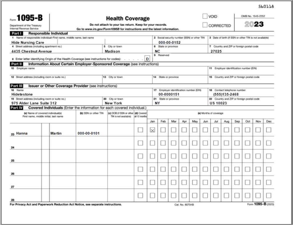 Year 2023 1095 B form