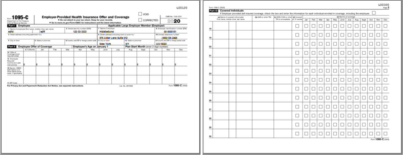 Year 2020 1095C Form