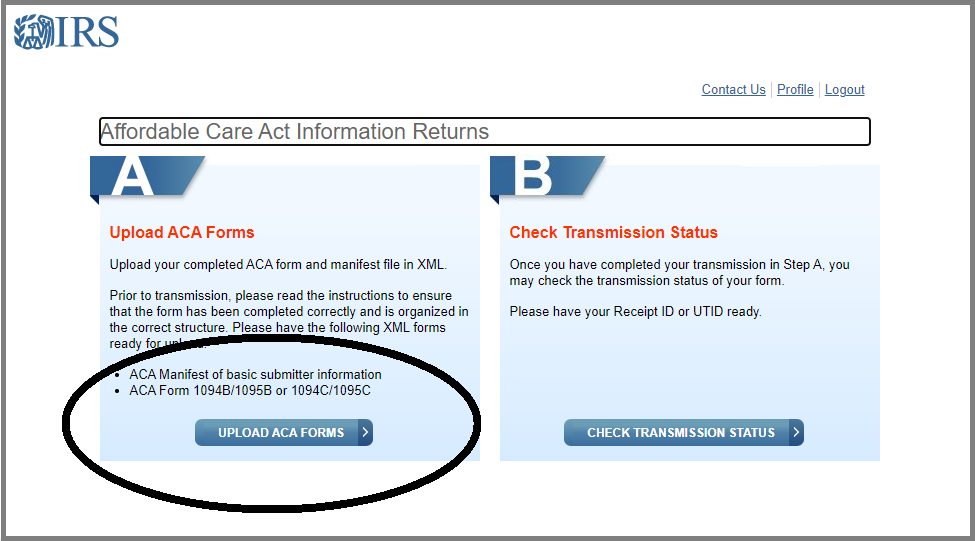 Upload the ACA XML files