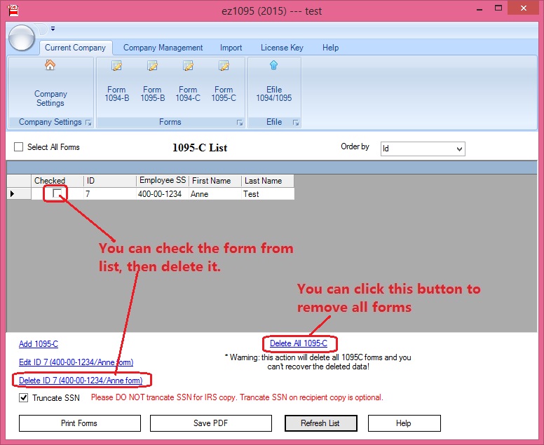 ez1095 remove 1095 c Form