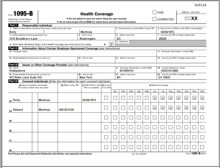 1095 B form printed by ez1095 software