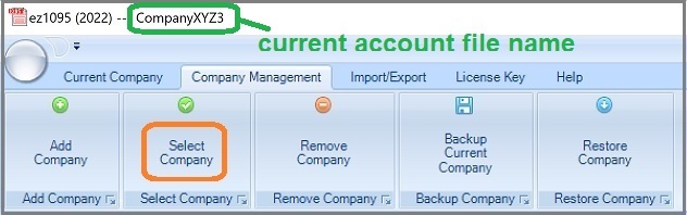 select account menu