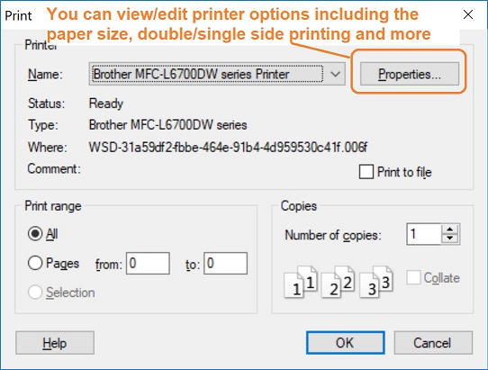 printer options
