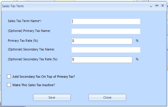 accounting application tax setup