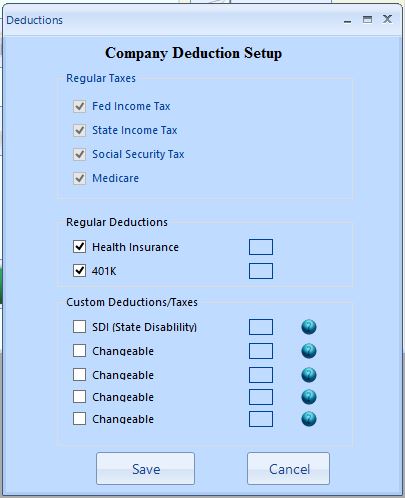 payroll application tax option setup