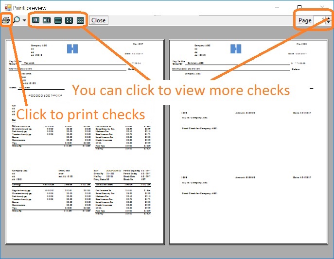 print multiple checks by one click