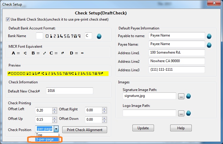 set up draft check in 3-per-page