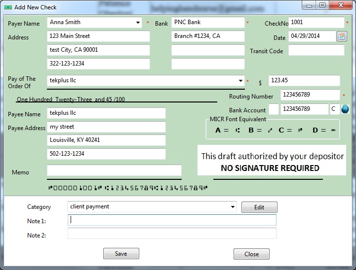 add new check draft