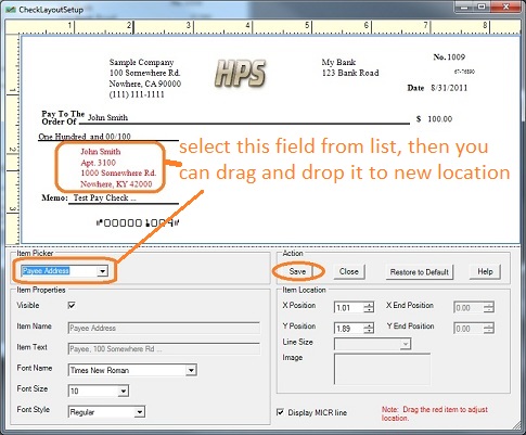 customize check layout