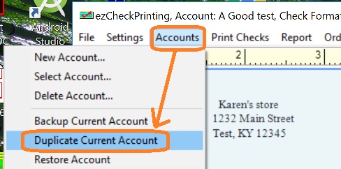 duplicate current account