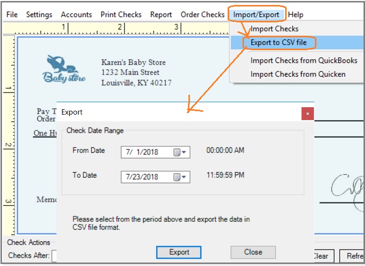 ezCheckPrinting export check data