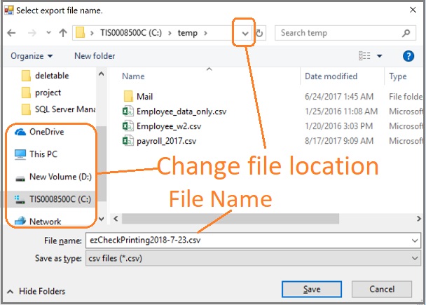 ezCheckPrinting export check data to file