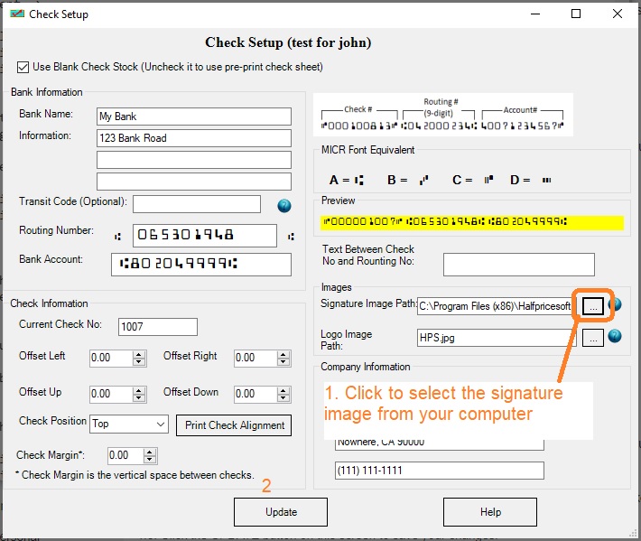 ezCheckPrinting add signature