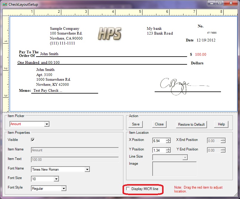 ezCheckPrinting hide micr encoding line