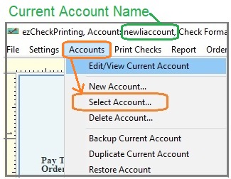 select account menu