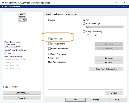 print checks in reverse order