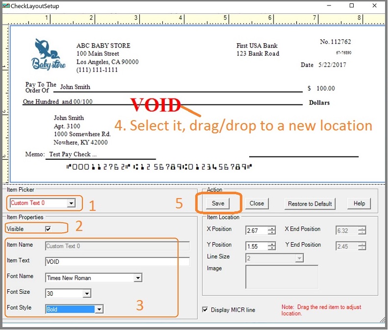 void check layout