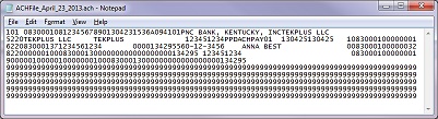 sample ACH file