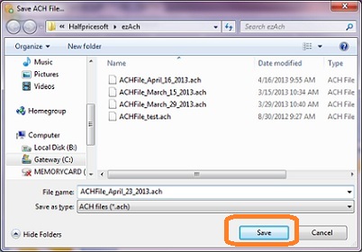 save ACH file