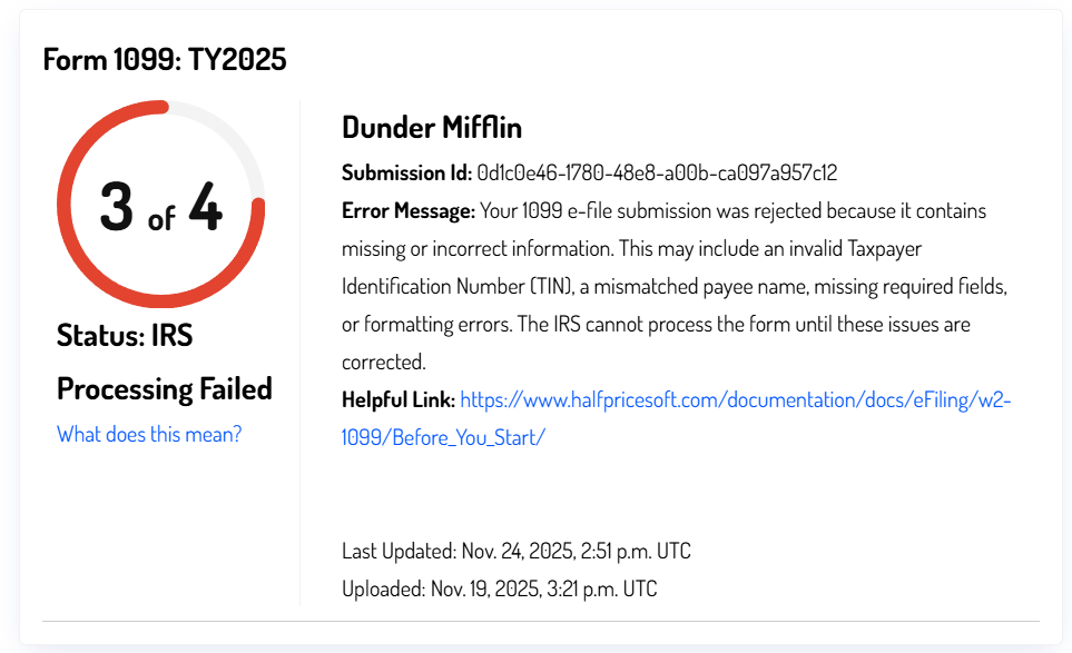 IRS process failed 1099